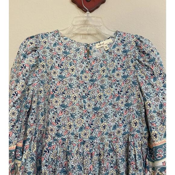 Bebop Womens XS Blue Floral Short 3/4-Sleeved Flowy Pleated Dress NWT! A1830 - Picture 4 of 8